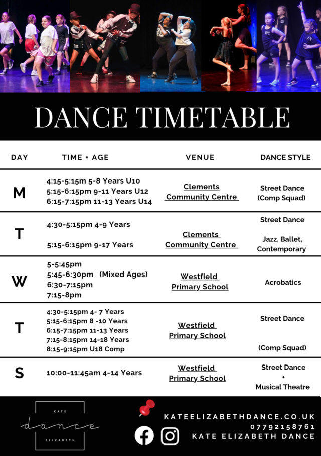 September 24 dance timetable